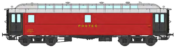 REE Modeles VB-247 - French SNCF Postal Van OCEM 16 m Era III A PAmyi dark red, light grey roof, Bogie Y2, N° 45907